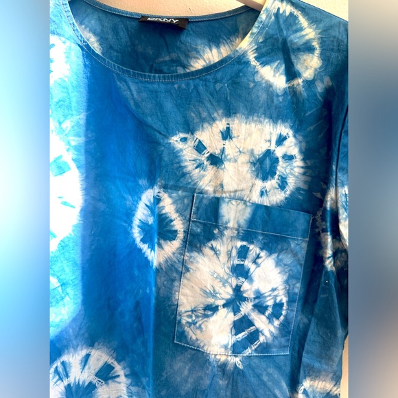 DKNY tie dye poplin top with rafia - Picture 2 of 4